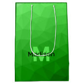 緑のグラデーションジオメトリメッシュパターンモノグラム ミディアムペーパーバッグ (裏面)