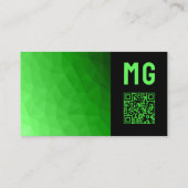 緑のグラデーションジオメトリメッシュパターンモノグラム 名刺 (裏面)