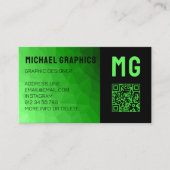 緑のグラデーションジオメトリメッシュパターンモノグラム 名刺 (正面)