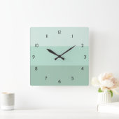 緑のグラデーション四角ストライプの壁の時計 スクエア壁時計 (ホーム)