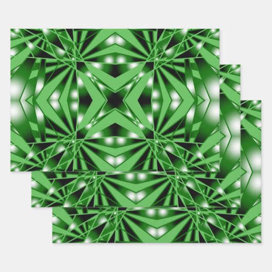 緑のグラデーション塗りつぶし透視投影スケッチ ラッピングペーパーシート (セット)