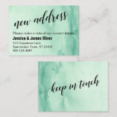 緑のグラデーション水彩新しいアドレス配布資料カード 名刺 (正面/裏面)