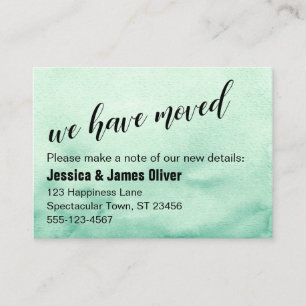 緑のグラデーション水彩私たちはハンドアウトカードを移動した 名刺