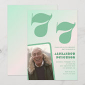 緑のグラデーション77th誕生日招待状ボーイフォト 招待状 (正面/裏面)