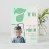 緑のグラデーション7th誕生日招待状Boy Photo 招待状 (スタンド正面)
