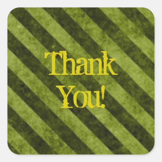 緑のグランジストライプ スクエアシール (正面)