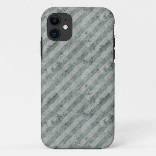 緑のグランジ斜ストライプ線 iPhone 11 ケース