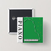 緑のグランドピアノボタン 缶バッジ (正面&裏面)