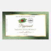 緑のグリッターと白の製品ラベルLadybugロゴ 長方形シール (正面)