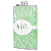 緑のグリッターのパーソナライズされたフラスコ フラスク (左)