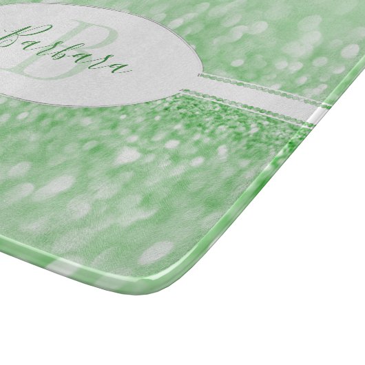 緑のグリッターの個人用切断ボード カッティングボード (角)