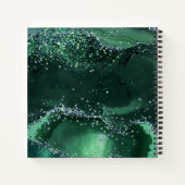 緑のグリッターアゲイト大理石モノグラム ノートブック (裏面)