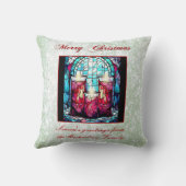 緑のグリッタークリスマスステンドグラスキャンドル クッション (裏面)