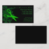 緑のグリッタースワールヘアカットの名刺 名刺 (正面/裏面)