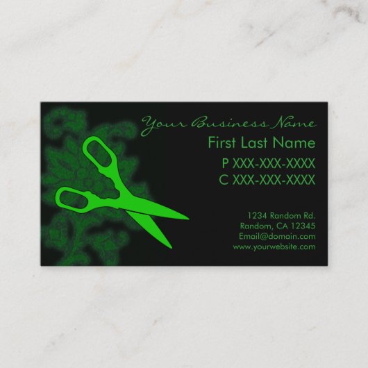 緑のグリッタースワールヘアカットの名刺 名刺 (正面)