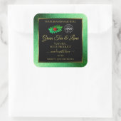 緑のグリッターブラック製品ラベルLadybugロゴ スクエアシール (バッグ)