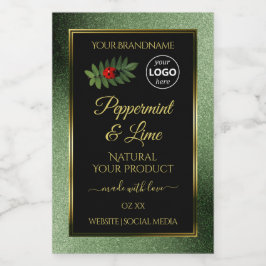 緑のグリッターブラック製品ラベルLadybugロゴ フードラベル