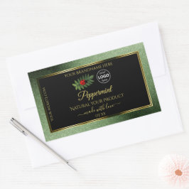 緑のグリッターブラック製品ラベルLadybugロゴ 長方形シール