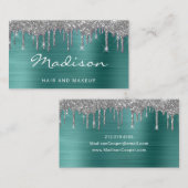 緑のグリッターヘアとメイクアップスタイリスト 名刺 (正面/裏面)