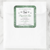 緑のグリッターホワイトプロダクトラベルロゴダイヤモンド スクエアシール (バッグ)