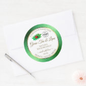 緑のグリッターホワイトプロダクトラベルLadybugロゴ ラウンドシール (封筒)