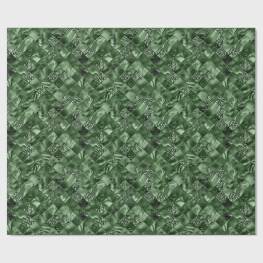 緑のグリッターメタリックシャイニーホリデークリスマス ラッピングペーパー (フラット)