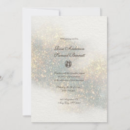 緑のグリッター水の色結婚の形状 招待状