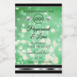 緑のグリッター製品ラベル輝くダイヤモンドのロゴ フードラベル