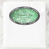 緑のグリッター製品ラベル輝くダイヤモンドのロゴ 楕円形シール (バッグ)