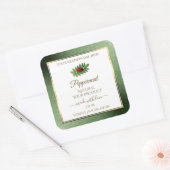 緑のグリッター金ゴールドと白い製品ラベルLadybug スクエアシール (封筒)