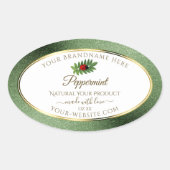 緑のグリッター金ゴールドと白い製品ラベルLadybug 楕円形シール (正面)