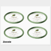 緑のグリッター金ゴールドと白い製品ラベルLadybug 楕円形シール (シート)