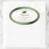 緑のグリッター金ゴールドと白い製品ラベルLadybug 楕円形シール (バッグ)