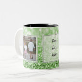 緑のグリッター2の写真w/Textのデザインあなた専有物 ツートーンマグカップ (正面左)