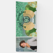 緑のグリッター80th誕生日&バルーンのバナー 横断幕 (縦)