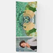 緑のグリッター90th誕生日&バルーンのバナー 横断幕 (縦)