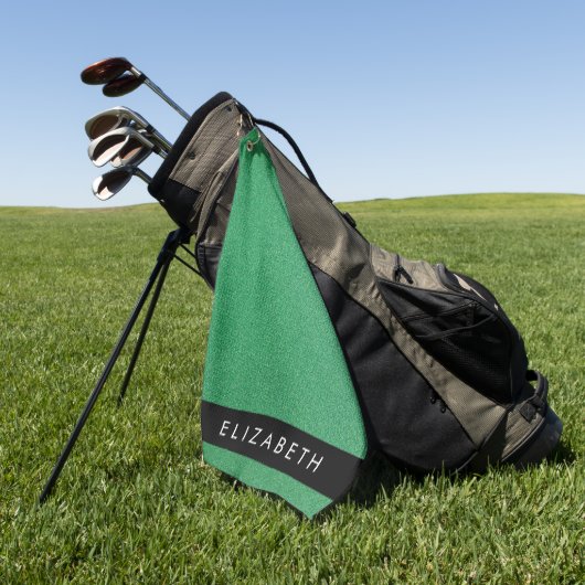 緑のグリッター、グリッターの背景、名前 ゴルフタオル (グリーン)