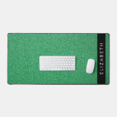 緑のグリッター、グリッターの背景、名前 デスクマット (キーボード&マウス)