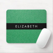 緑のグリッター、グリッターの背景、名前 マウスパッド (マウス)