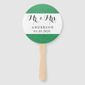 緑のグリッター、スパークリー、光沢のあるグリッター結婚、 ハンドファン (正面)