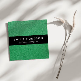 緑のグリッター、輝き、グリッターの背景 スクエア名刺