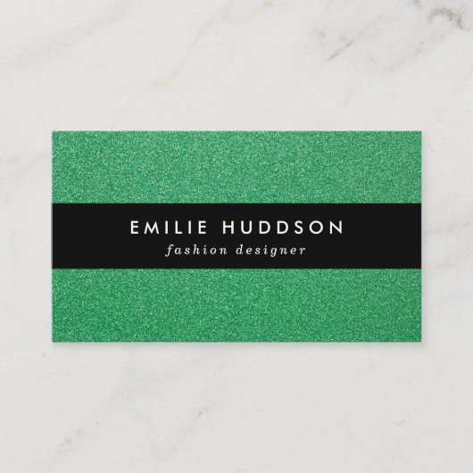 緑のグリッター、輝き、グリッターの背景 名刺 (正面)