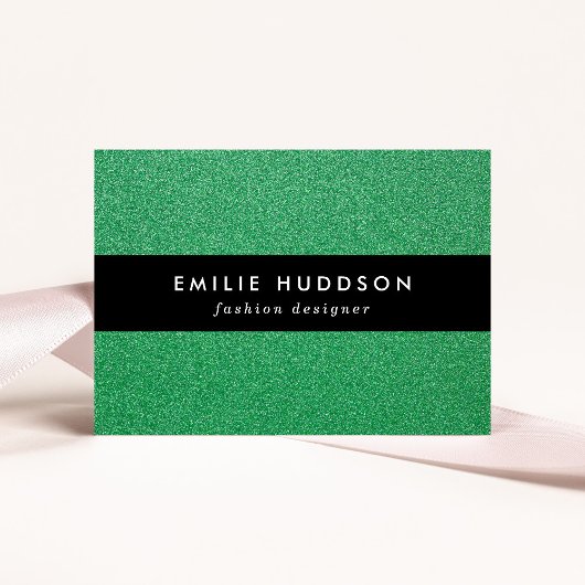 緑のグリッター、輝き、グリッターの背景 名刺