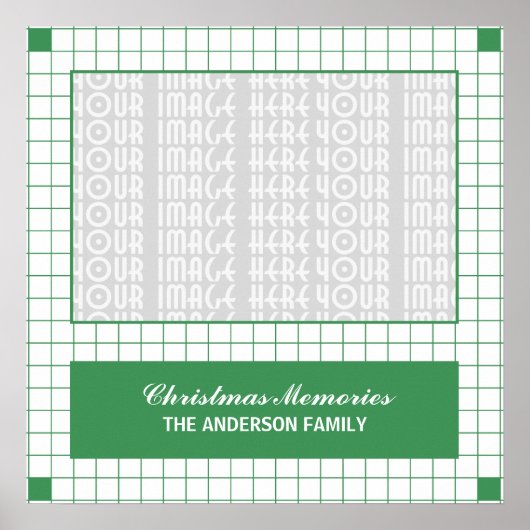 緑のグリッドフォト ポスター (正面)