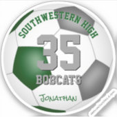 緑のグレーのアスリート名ジャージー番号サッカー シール (正面)