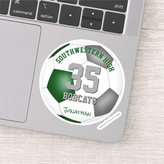 緑のグレーのアスリート名ジャージー番号サッカー シール (詳細)