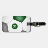 緑のグレーのスクールチームのカラーサッカー選手 ラゲッジタグ (正面横)