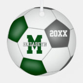 緑のグレーのチームのスピリットガールズ男の子サッカーを記念 メタルオーナメント (裏面)