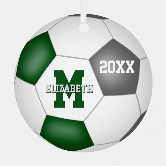 緑のグレーのチームのスピリットガールズ男の子サッカーを記念 メタルオーナメント (裏面)
