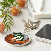 緑のグレーの女の子の男の子バスケットボールのジャージー番号 キーホルダー (側面)